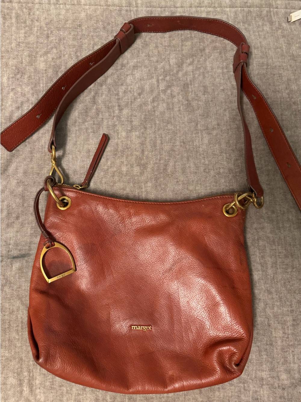 margot Leather Shoulder Bag in Rust